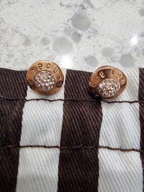Henri Bendel Rose Gold Crystal Button Earrings